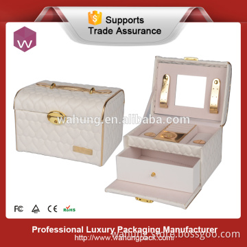 Wholesale display storage mirrored gift luxury pu custom leather jewelry box